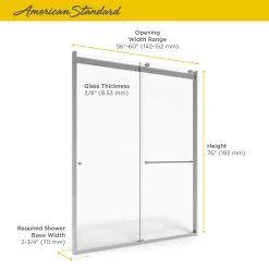 American Standard | Shower Door Collection 76" High X 60" Wide Sliding Framed Shower Door With Clear Glass -American Standard american standard am00811 400 alternate image 435