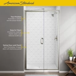 American Standard | Shower Door Collection 76" High X 48" Wide Hinged Framed Shower Door With Clear Glass -American Standard american standard am00817 400 alternate image 457