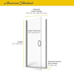 American Standard | Shower Door Collection 76" High X 36" Wide Hinged Framed Shower Door With Clear Glass -American Standard american standard am00819 400 alternate image 459