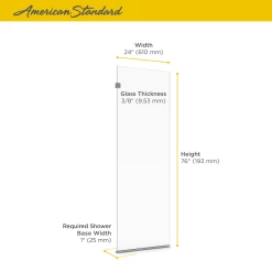 American Standard | Shower Door Collection 76" High X 24" Wide Frameless Shower Screen With Clear Glass 7 American Standard | Shower Door Collection 76" High X 24" Wide Frameless Shower Screen With Clear Glass -American Standard american standard am00824 400 alternate image 474