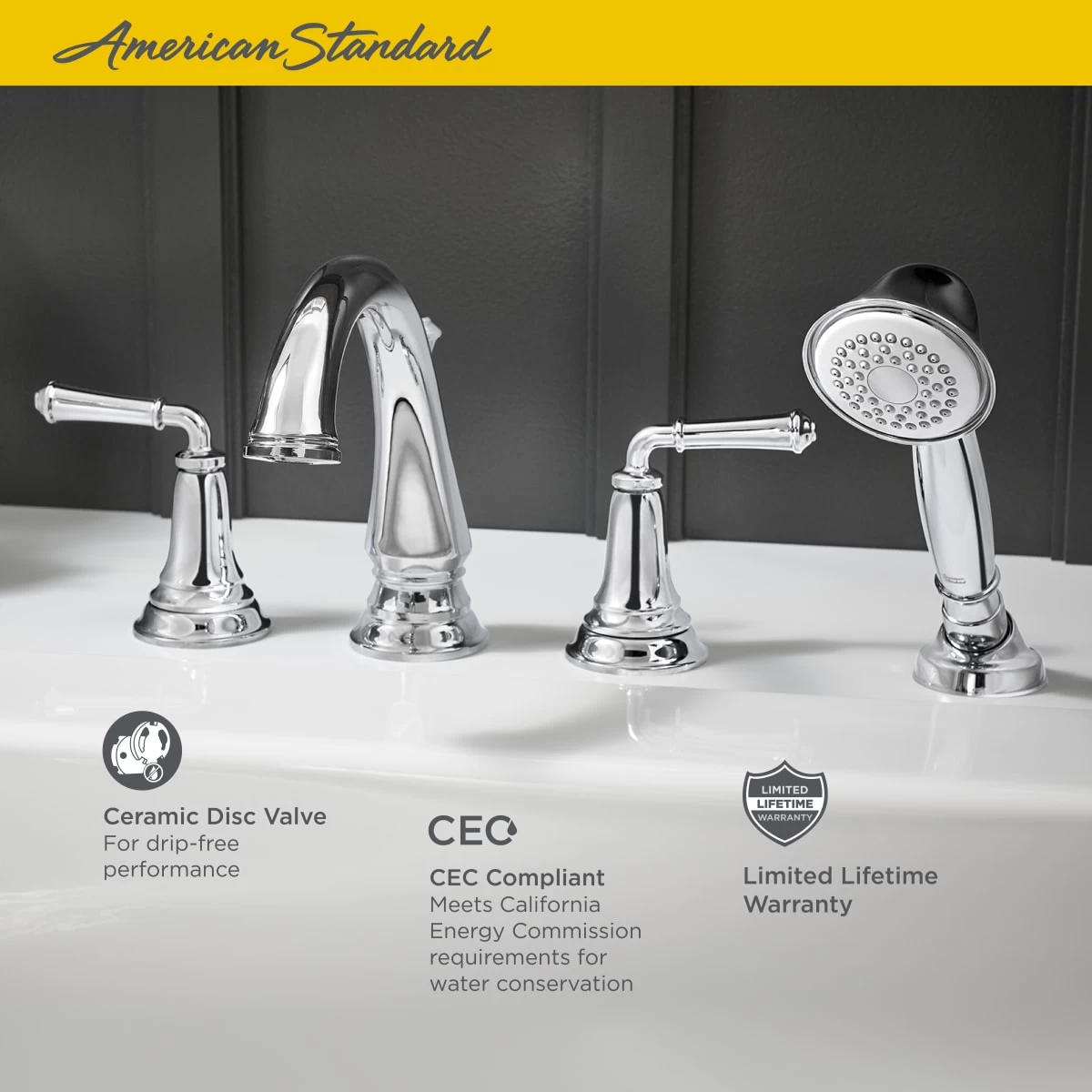 American Standard | Delancey Deck Mounted Roman Tub Filler With Built-In Diverter 8 American Standard | Delancey Deck Mounted Roman Tub Filler With Built-In Diverter - Image 6