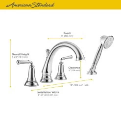 American Standard | Delancey Deck Mounted Roman Tub Filler With Built-In Diverter - Includes Hand Shower 27 American Standard | Delancey Deck Mounted Roman Tub Filler With Built-In Diverter - Includes Hand Shower -American Standard american standard t052 901 alternate image 492