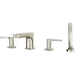 American Standard | Studio S Deck Mounted Roman Tub Filler With Built-In Diverter - Includes Hand Shower 14 American Standard | Studio S Deck Mounted Roman Tub Filler With Built-In Diverter - Includes Hand Shower -American Standard american standard t105 901 close up nickel 34