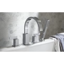 American Standard | Times Square Deck Mounted Roman Tub Filler With Built-In Diverter - Includes Hand Shower -American Standard american standard t184 901 installed chrome 50