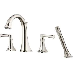 American Standard | Estate Deck Mounted Roman Tub Filler With Built-In Diverter - Includes Hand Shower 11 American Standard | Estate Deck Mounted Roman Tub Filler With Built-In Diverter - Includes Hand Shower -American Standard american standard t722 901 close up nickel 100