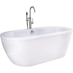American Standard | Cadet 66" Acrylic Soaking Bathtub For Free Standing Tub With Center Drain - Tub Filler, Hand Shower And Drain Included